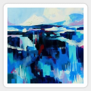 Study in Blue Abstract Landscape Painting Sticker